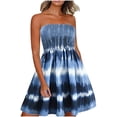thumbnail image 1 of Robe d'Été Vintage Sans Manches pour Femmes Boho Floral Longueur Genou Ligne A Cocktail(Bleu,P), 1 of 8