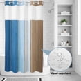 thumbnail image 2 of No Hook Shower Curtain, Blue Brown Shower Curtains for Bathroom with See Through Top Window, Gradient Wood Grain Farmhouse Country Waterproof & Washable Bath Curtain Stand Up Stall 36"x72", 2 of 9