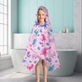 thumbnail image 6 of Pink Dinosaurs Flowers Leaves Pattern Hooded Bath Towel，50"x30" for Ages 3 To 12 Kids, Quick Dry Lightweight Soft Microfiber Hood Beach Towel Cover Up for Kids, 6 of 7