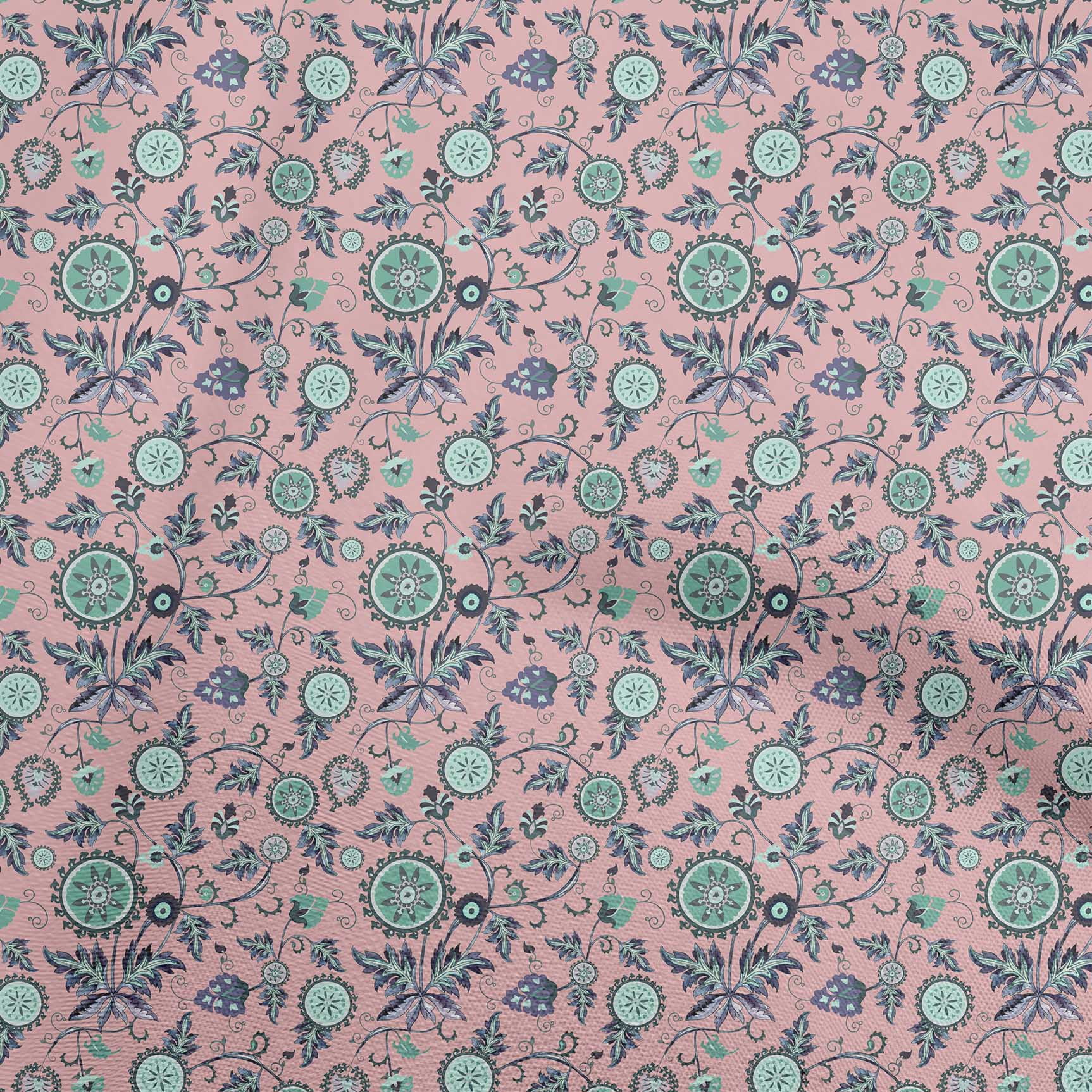 oneOone Silk Tabby Light Pink Fabric Asian Suzani Fabric For Sewing