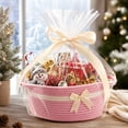 thumbnail image 6 of Dalxymotic Christmas Gift Basket, Cotton Rope Woven Storage Basket with Bow, Holiday Gift Giving Container, Christmas Decorations Indoor Outdoor for Home, Tabletop, Mantel, Shelf, 6 of 7