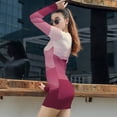 thumbnail image 4 of Pink Hazy Rolling Hills Women's Long Sleeve Bodycon Dress Soft Stretchy For Everyday Wear And Special Occasions, 4 of 6
