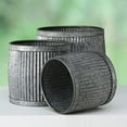 thumbnail image 3 of French Country Style Belly Bucket Planters, Set of 3, Galvanized Metal , Corrugated Cache Pots, Rustic Wash Basin, From Over 1 Ft Diameter (17 - 12 Inches), 3 of 7