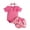 Hot Pink, variant on Tranfacy Toddler Girls 0-18 Month Summer Outfit Sleeve Round Neck Blouses and Shirts Set Solid Ruffle Short Sleeve Ribbed Bodysuit Bow Ruffled Shorts