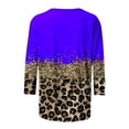 thumbnail image 4 of Pompotops T-shirt Mode Femme Imprimé Léopard Ample Manches 3/4 Col Rond Haut Décontracté Liquidation, 4 of 5