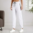 thumbnail image 2 of Arlun,Sweatpants for Women Oversized Stretchy High Waisted Drawstring Lightweight Comfy Baggy Pants Zipper Pockets Foot Binding Elastic Sports Trousers White3 XXXXL, 2 of 6