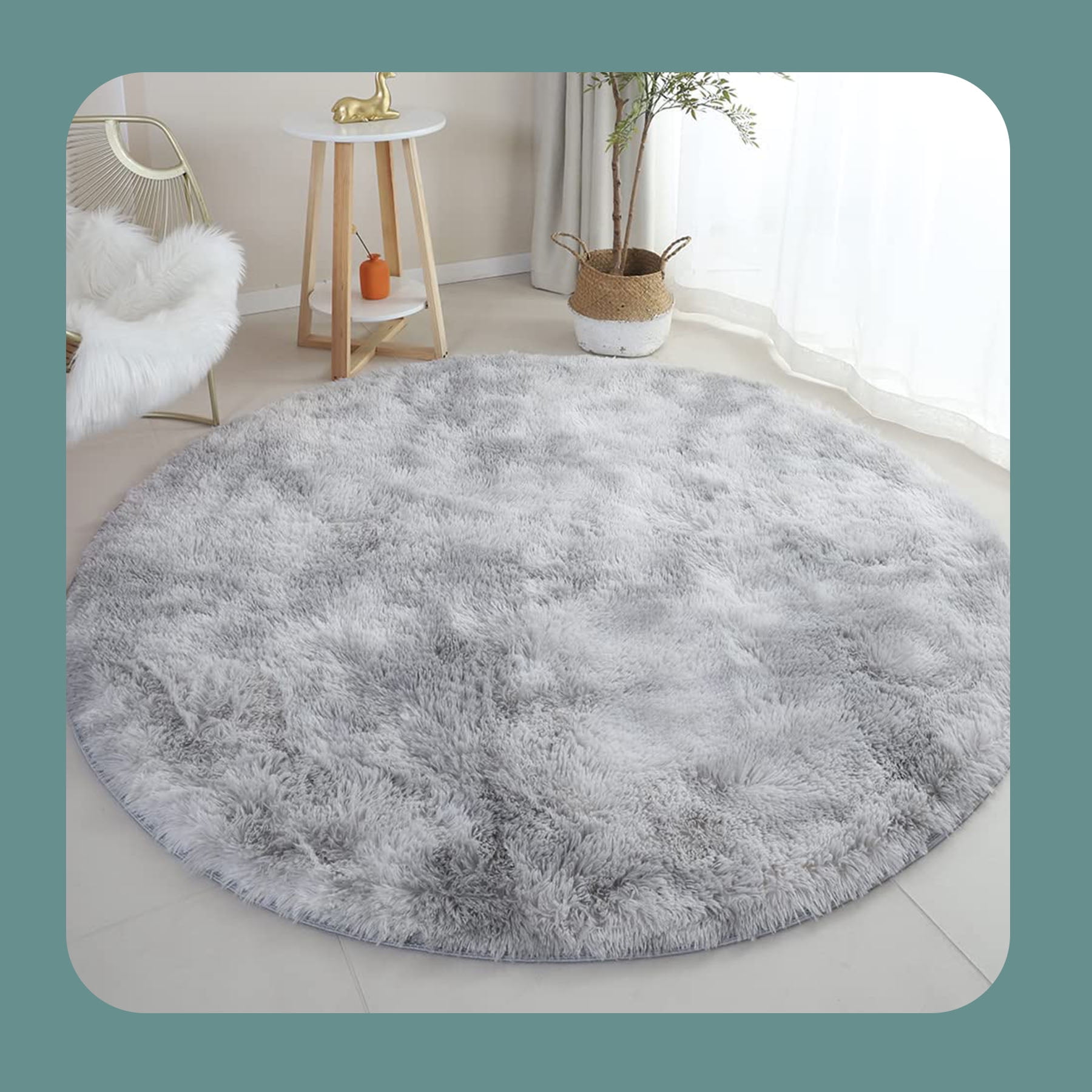 Fluffy Round Rug for Bedroom