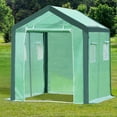 thumbnail image 2 of Walk-In Greenhouse 8.2' X 5.9' X 5.7', Garden Accessory Tent with 2 Zipper Entry Doors and 4 Roll-Up Windows for Patio Backyard Garden Growing Flower, Green, LJ1827, 2 of 6