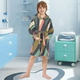 thumbnail image 5 of FORMRS Niños Bathrobe Unisex Hooded Robe Soft Plush Pajamas Sleepwear, Size 7-9T, Green Geometric, 5 of 7