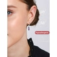 thumbnail image 4 of FOCALOOK Birthstone Dangle Hoop Earrings for Women Sterling Silver Square Cubic Zirconia June Purple Alexandrite Leverback Huggie Drop Earrings Birthday Mothers Day Jewelry Gift, 4 of 10