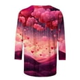 thumbnail image 4 of Cadancy Women Valentine Shirt Heart Print 3/4 Sleeve Plus Size Round Neck Tunic Tops Loose Fit Lounge Trendy Cute Tees Valentines Day Shirts Outfits, 4 of 5