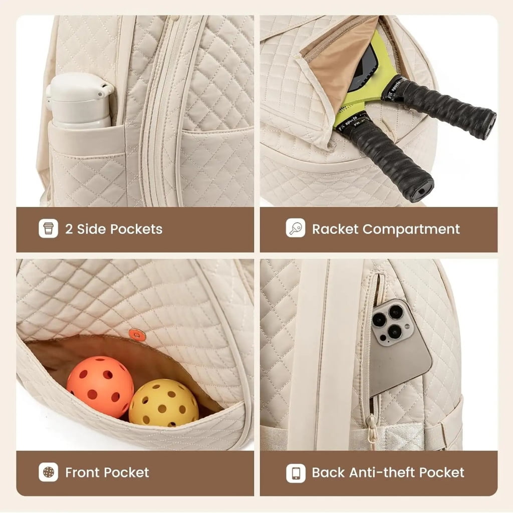 Tennis Sports Gear Bag Spacious Compartment For Rackets Multi Pocket Design Comfortable Shoulder Strap Polyester