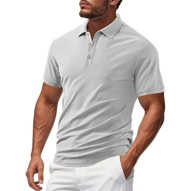 pstuiky camisetas de hombre, Blusa de cuello vuelto de manga corta con botones de color liso a la moda para hombre camisas casuales para hombre xxxl