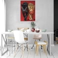 thumbnail image 2 of Mudket Black Panther & Leopard Red Background Canvas Wall Art, Bold Modern Wildlife Wall Pictures for Living Room Print for Office Man Cave Home Decor , Framed Ready to Hang - 12"L x 8"W, 2 of 9