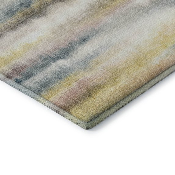 Addison Rugs Mayfield Premium Machine Washable Transitional Stripes Gold Rectangle Rug, 5' X 7'6" Machine Washable Transitional Stripes Gold Oversized Sherpa Throw Blanket
