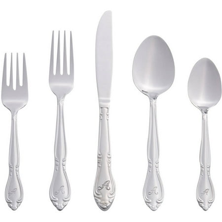 RiverRidge 46-Piece Monogrammed Flatware, Rose