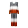 thumbnail image 4 of Njoeus Pajamas for Women Set Long Sleeve Pajama Pants Women Women's Pajama Sets Casual Striped/Gradient/Solid Casual Long Sleeve Top and Long Pants 2 Piece Pjs Set Cute Pj Sets Woman Savings Red XL, 4 of 5