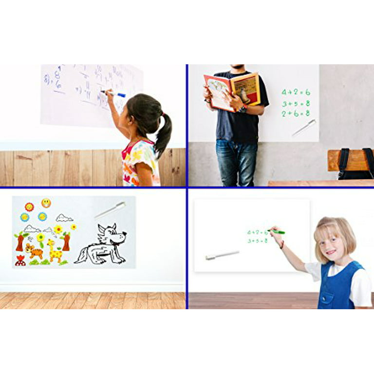 Dry Erase Board With Adhesive Back. Wall White Board Stick,Dry Erase Wall  Decal Paper for Kids Education, DIY, Work, School, Home, Office- Magnetic  Receptive (2 ft x 1 ft) 
