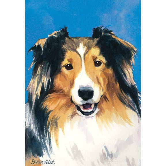 Sheltie Sable - Barbara Van Vliet Portrait Large Flag