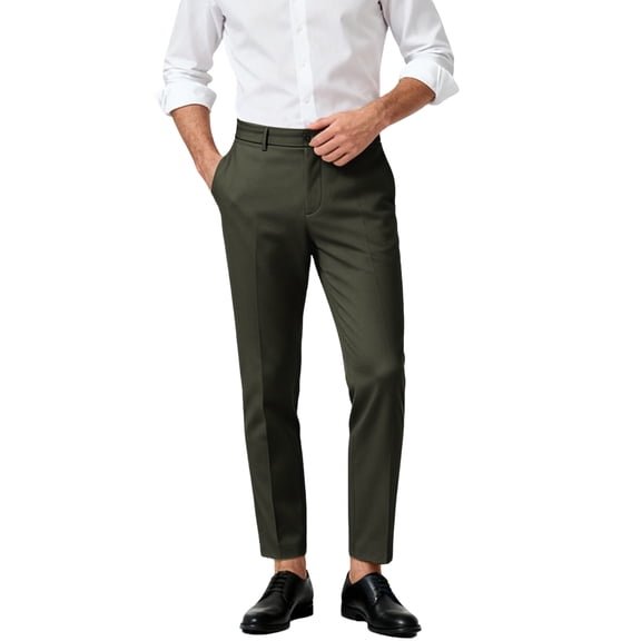 Men's Slim Fit Dress Pants for Office Wear & Formal-Casual Occasions Army Green M