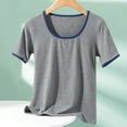 thumbnail image 2 of ZyeKqe Womens Pajama Tops Round Neck Shorts Sleeve Soft Tees Casual Summer Loose Fitted Comfy Shirts, 2 of 7