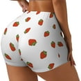 thumbnail image 2 of Fotbe Hand Drawn Strawberry Seamless Shorts, Womens Workout Shorts High Waist Stretch Booty Short for Gym/Yoga/Running/Biking-Small, 2 of 9