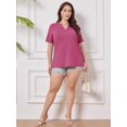 thumbnail image 5 of Camiseta Chulianyouhuo talla grande con cuello en V y manga corta para mujer, 5 of 5