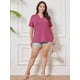 thumbnail image 5 of Camiseta Chulianyouhuo talla grande con cuello en V y manga corta para mujer, 5 of 5