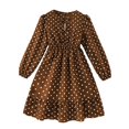 thumbnail image 2 of EnJoCho Girls Long Sleeve Dress Polka-Dot A Line Midi Dress Puff Sleeve Bow Front Ruffle Hem Casual Fall Winter Party School Dress for Kids Teen Girls, 2 of 6