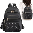 thumbnail image 3 of Lightweight Leather Laptop Backpack Purse For Women, Top Handle Satchel With 15.6 Inch Laptop Compartment, Travel Work Bookbag In Beige Khaki (Black), 3 of 9