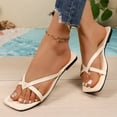 thumbnail image 6 of KIJBLAE Women's Roman Style Toe Ring Flip Flop Sandals, Slip On Flat Comfort Casual Summer Beach Outdoor Travel Slippers White 43, 6 of 9