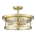 thumbnail image 3 of Bethel International Semi Flush Mount Gold Metal & Glass, 3 of 3