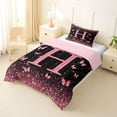 thumbnail image 2 of jejeloiu Pink Personalized Monogram H Twin Comforter Sets For Girls,Chic Glitter Print Initial Design Bedding Set For Kids,Pink Reversible,2pcs, 2 of 7