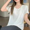 thumbnail image 5 of JGGSPWM Cotton Short Sleeve T Shirts for Women Slim Fitted Round Neck Basic Tees Cropped Tshirts Casual Plain Summer Tops White XL, 5 of 5