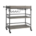 thumbnail image 3 of 3-Tier Bar Cart with Wheels | Rolling Serving Cart with Wine Rack & Removable Tray, 3 of 9