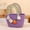 Purple, variant on AURIGATE Easter Bunny Cotton Woven Basket Blue Rainbow Handle Egg Hunt Basket for Easter Party Gift Candy Tote