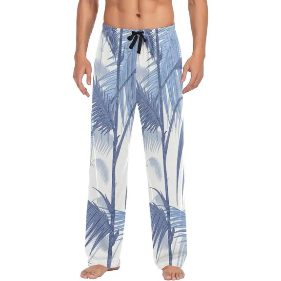 Tropical Palm Leaves Ghost Pajama Pants, Men's Lounge Pants Light with Drawstring and Pockets, Christmas New Year Birthday Father's Day Gifts, Small