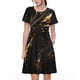 thumbnail image 1 of Fotbe Black And Gold Fire Dragon Vestido Largo de Moda para Mujer, Vestido Tipo Camiseta con Manga Corta y Estilo Casual a Rayas y Bloques de Color, 1 of 6