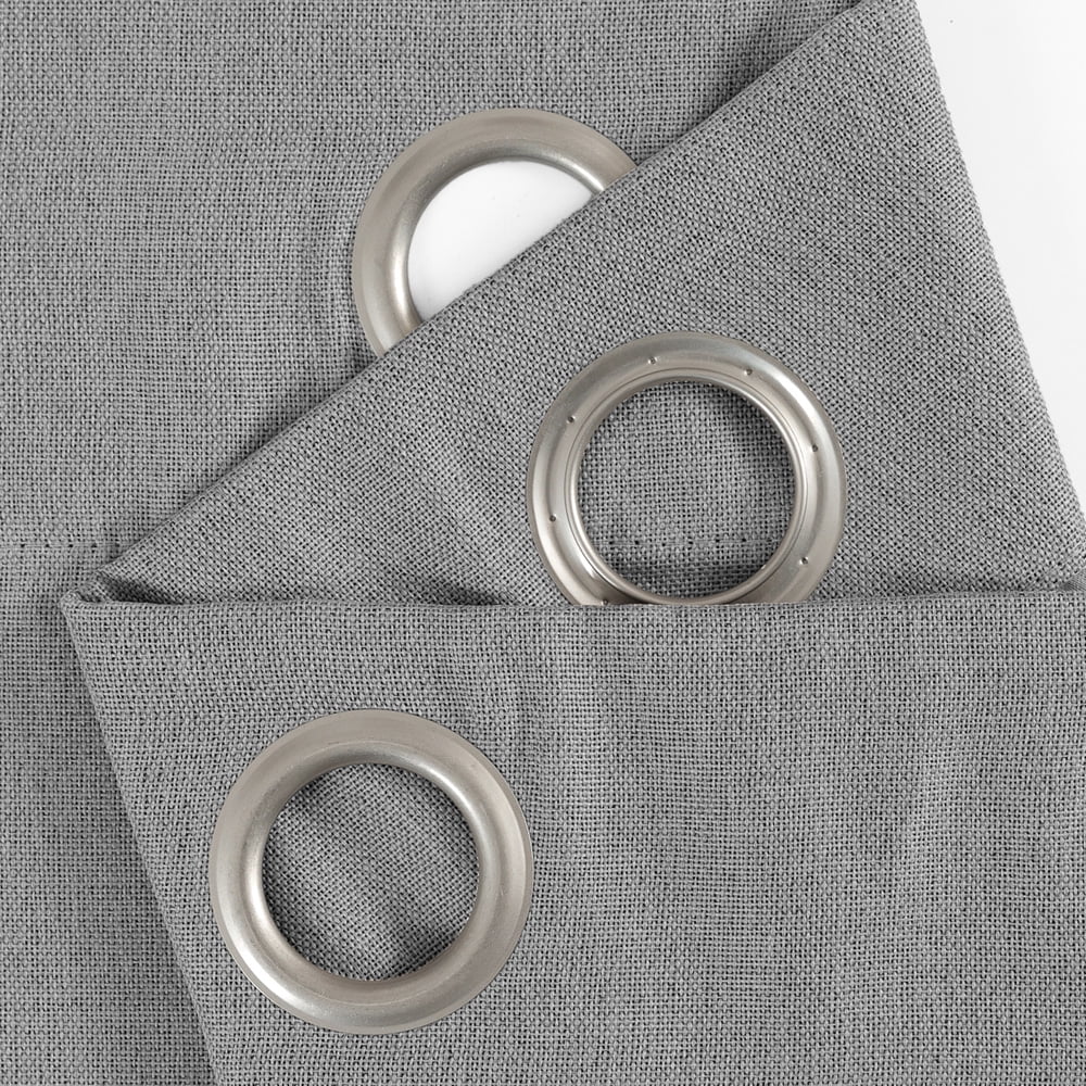CURTAINKING Linen Texture Curtains 90 inch Grey Room Darkening Drapes Bedroom Living Room Thermal Insulated Window Treatment Grommet Top 2 Panels
