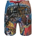 thumbnail image 4 of Jean Michel Basquiat Men's Beach Shorts Quick Dry Athletic Workout Swim Shorts Elastic Waist Drawstring Summer Shorts, 4 of 5