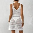 thumbnail image 3 of ShomPort Swimwear Cover up for Women Crochet Mesh V Neck Hollow out Knit Elegant Summer Beach Vacation Dress, 3 of 5