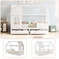 thumbnail image 4 of Cama casita cama infantil cama juvenil 200x90 con protección anticaída, versátil cama infantil de madera para niños y niñas, cajones blancos, cama infantil de madera maciza con ventana anticaída y somier, blanco esquí esquí Gafas de esquí, 4 of 5
