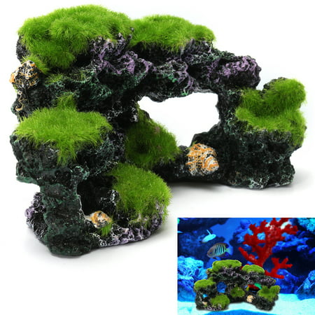 Aquarium Mountain View Coral Reef Moss Rock Cave Stone Fish Tank Ornament Decor 6.3x3.5x3.3