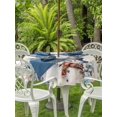 thumbnail image 2 of Outdoor Tablecloth with Umbrella Hole and Zipper, Blue Snowman Round Table Cloth 60 Inch Waterproof Tablecloth, Eucalyptus Christmas Poinsettia Retro Snowy Picnic Table Cover for Patio Camping, 2 of 7