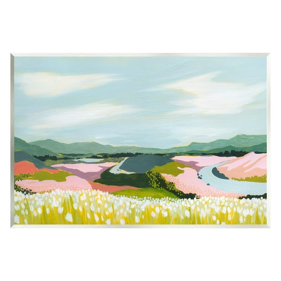 Stupell Industries Modern Mountain Stream Landscape Painting Unframed Art Print Wall Art, 15 x 10