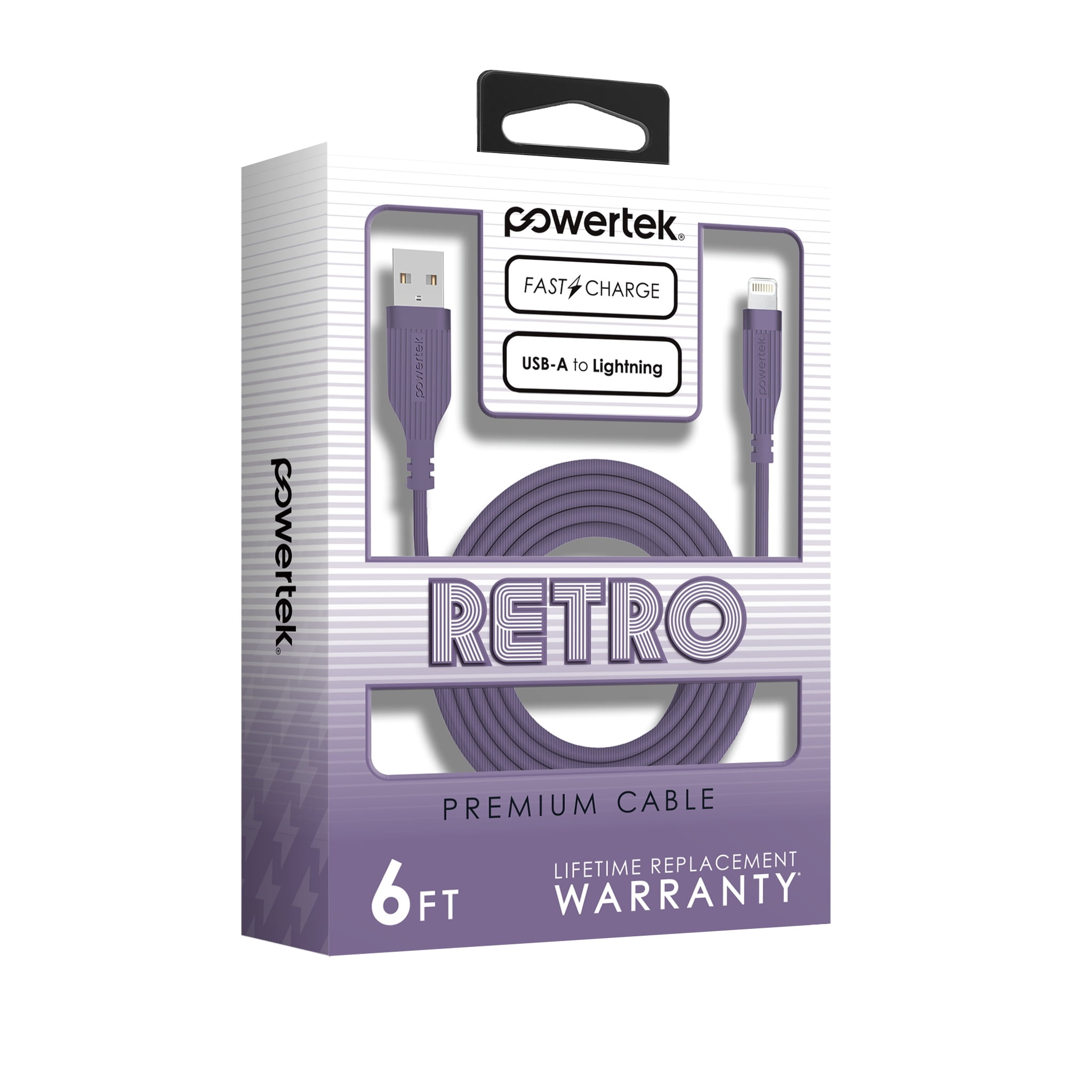 Liquipel Powertek Retro USB-A to Lightning - Purple