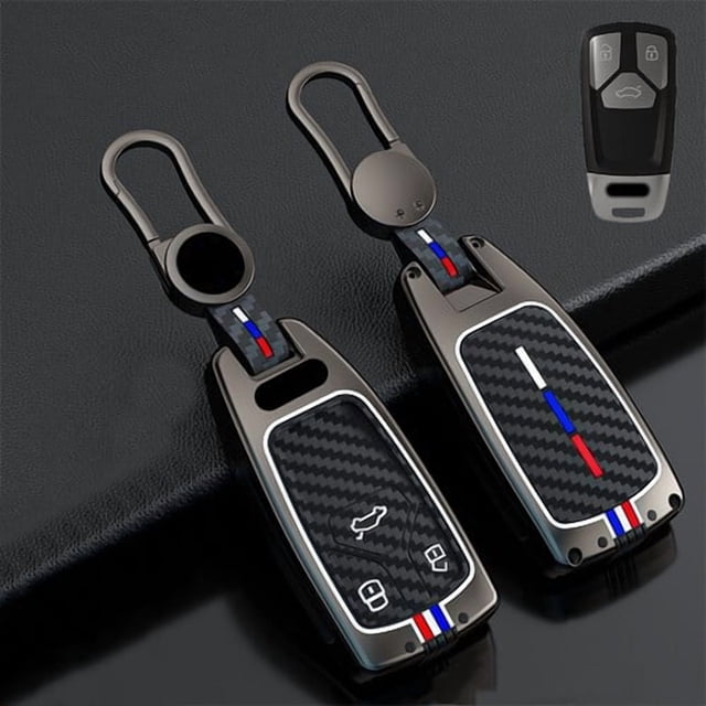 Car Key Fob Cover Case Protector Zinc Alloy Silicone Car Key Fob Case Cover For Audi Q7 TTS A4L A3 A6L QT S5 S7