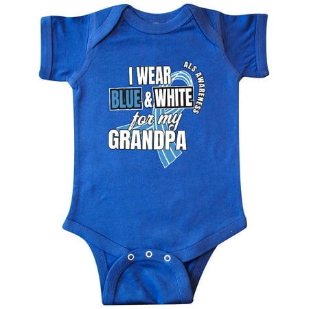

Inktastic I Wear Blue and White For My Grandpa ALS Awareness Gift Baby Boy or Baby Girl Bodysuit