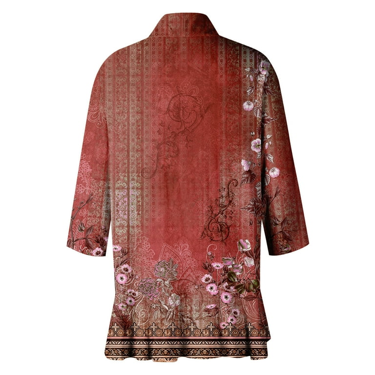 TQWQT Sheer Cardigans for Women Summer 3/4 Sleeve Open Front