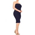 thumbnail image 2 of Women's Plus Size Stretch Strapless Basic Elastic Tube Top Slim Bodycon Solid Midi Dress, 2 of 3